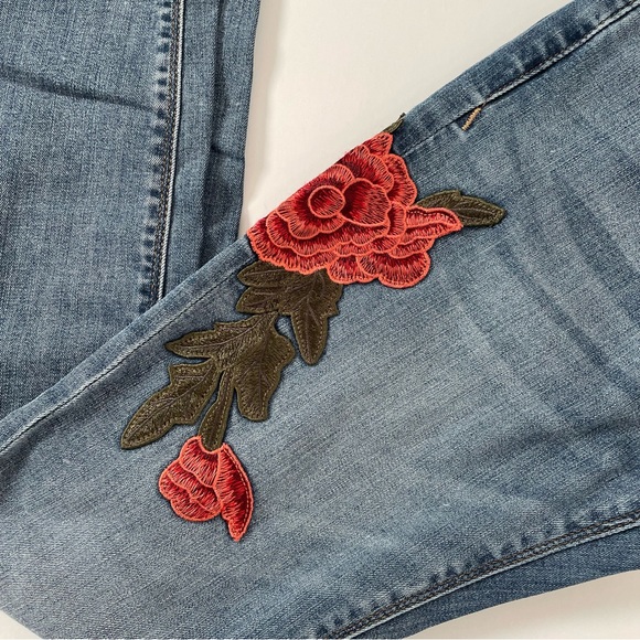 Express Ankle Legging Size Mid Rise Embroidered Roses - Picture 2 of 5